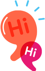 An image of two speech bubbles saying Hi